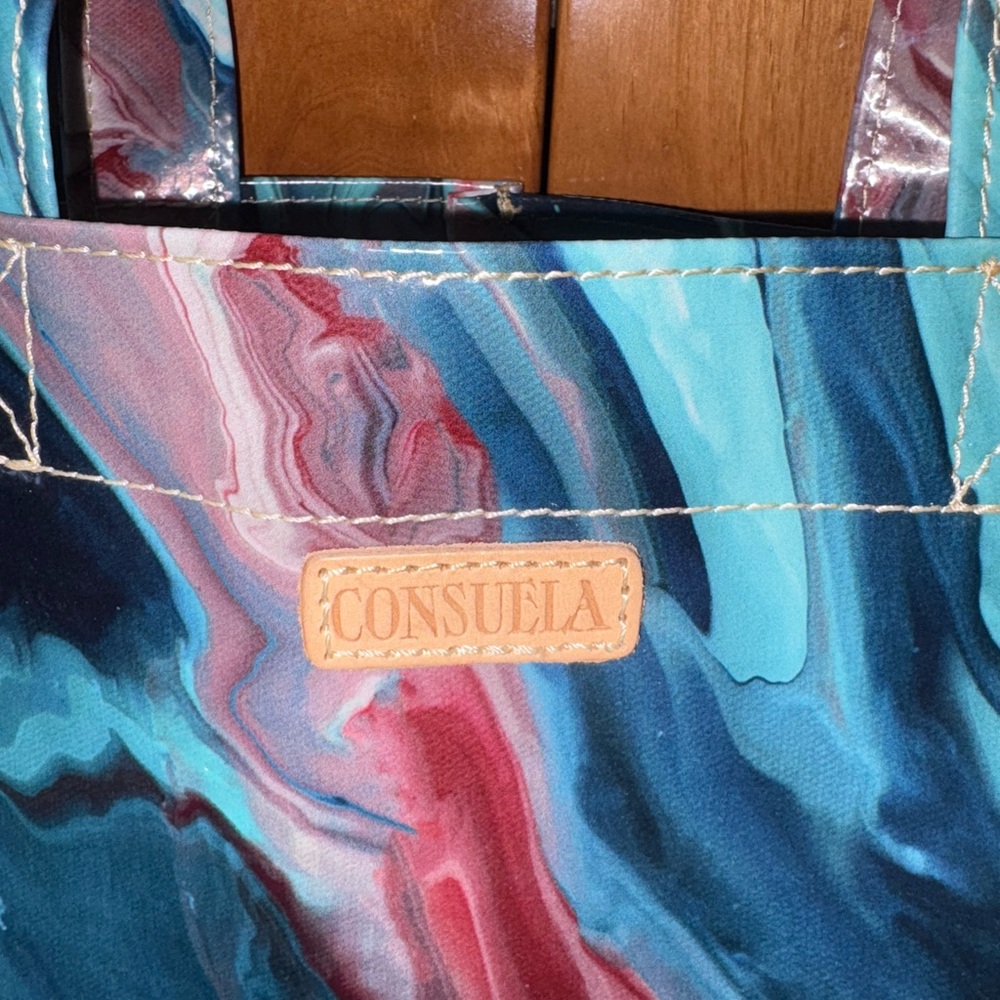 Consuela Blue and Pink Swirl Tote - Picture 2 of 3